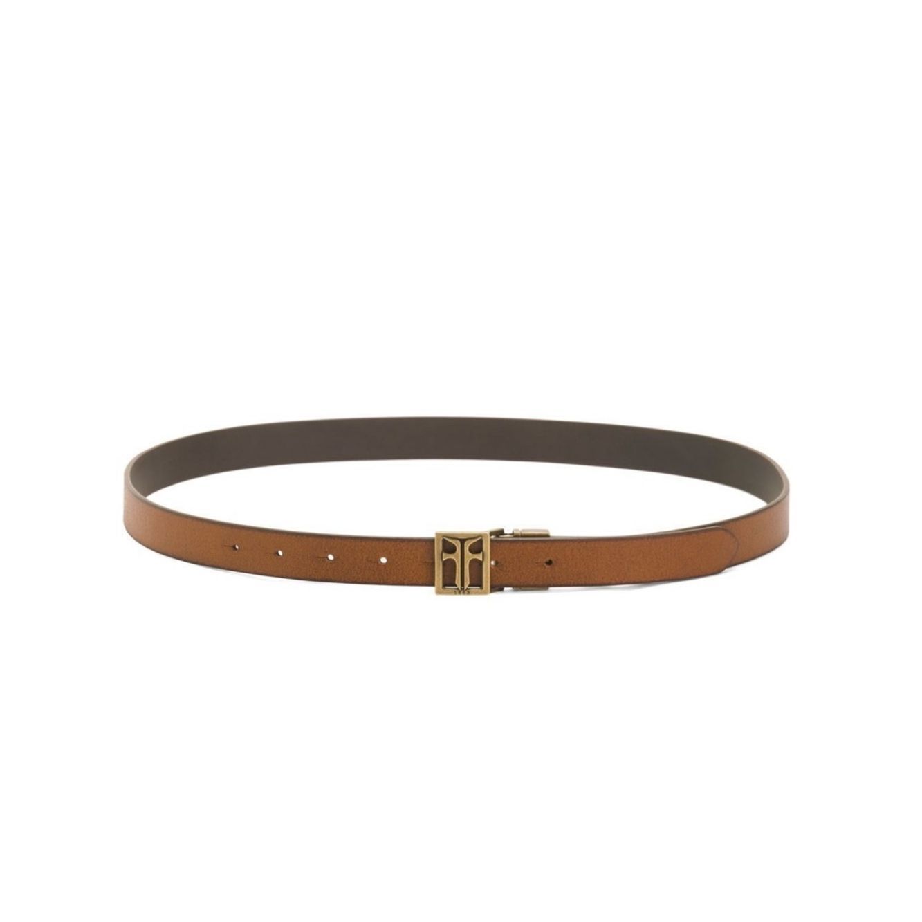 Frye L Tan Brown Reversible Twist Gold Tone Hardware Pin Hole Leather Belt